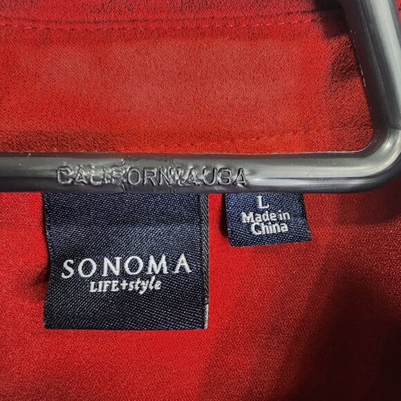 Womens Red Sonoma Life Style Jacket Full Zip100% Polyester Long Sleeve Size L - Picture 3 of 8